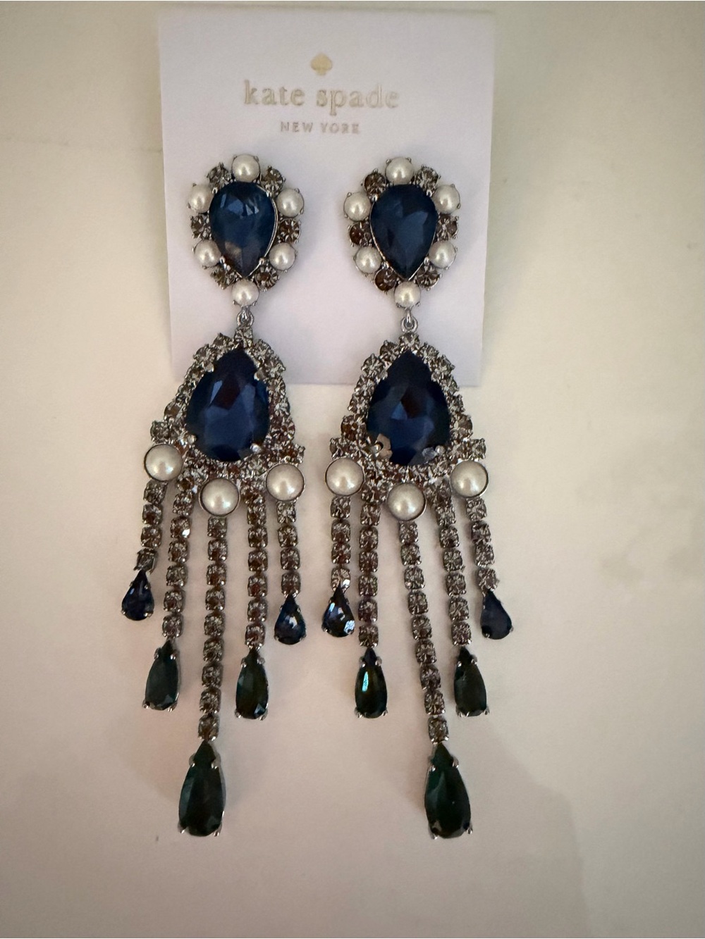 New Kate Spade New York Blue Chandelier Drop Stud Earrings